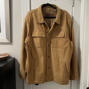 Tan Suede Leather Barn Coat Utility Jacket Mens XL Sport Chore Hunting
